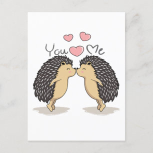Cute Lovely Kissing Hedgehogs Postcard