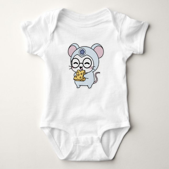 Cute lovely little mouse  baby bodysuit (Front)