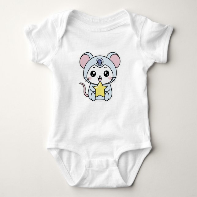 Cute lovely little mouse  baby bodysuit (Front)