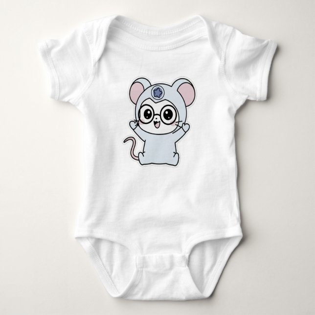 Cute lovely little mouse  baby bodysuit (Front)