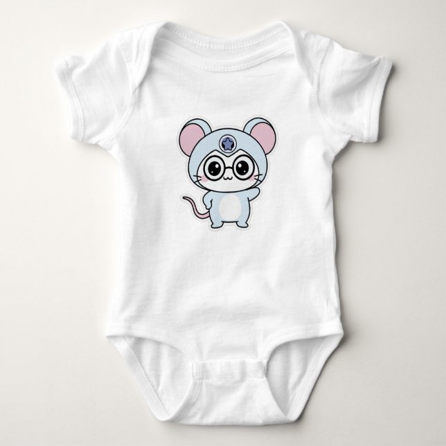 Cute lovely little mouse  baby bodysuit (Front)