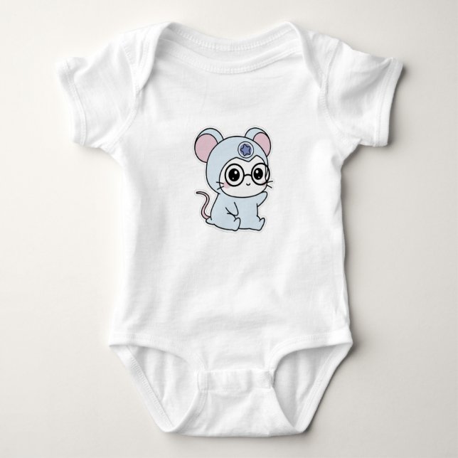 Cute lovely little mouse  baby bodysuit (Front)