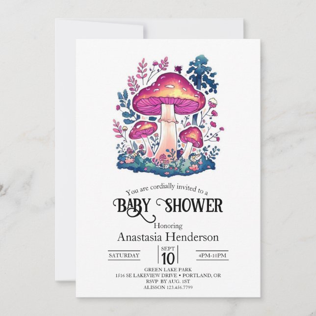 Cute Lovely Mushroom Baby Shower Invitation (Front)
