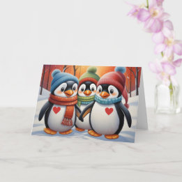Cute Lovely Penguins Christmas  Card