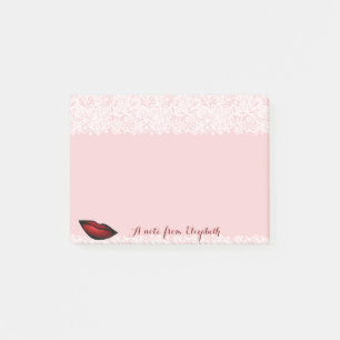 Cute Lovely  Stylish Girly,Lace, Red Lips Post-it Notes