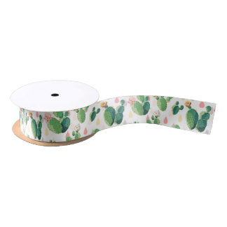 Cute Lovely Succulent Cactus Satin Ribbon