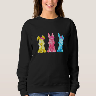 Cute Lovely Trio Tie Dye Colour Bunny Rabbit Happy Sweatshirt