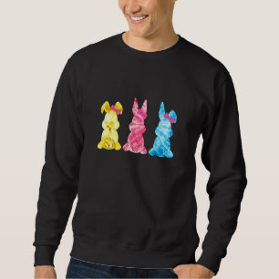 Cute Lovely Trio Tie Dye Colour Bunny Rabbit Happy Sweatshirt
