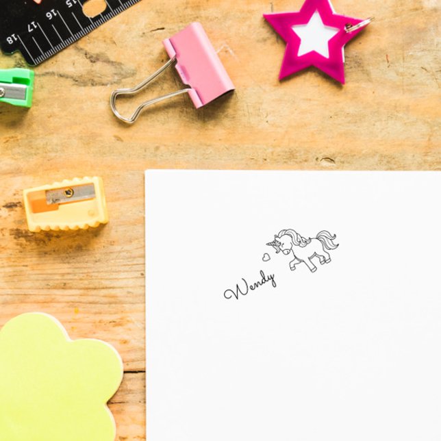 Cute Lovely Unicorn Custom Name  Self-inking Stamp (Creator Uploaded)