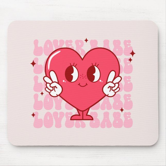 Cute Lover Babe Heart Mouse Pad (Front)
