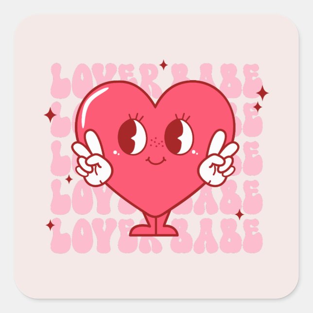 Cute Lover Babe Heart Square Sticker (Front)