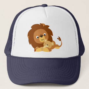 Cute Loving Cartoon Lion Dad and Cub Hat