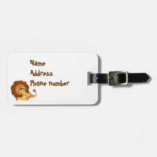 Cute Loving Cartoon Lion Dad and Cub Luggage Tag