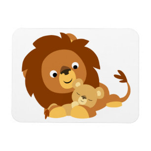 Cute Loving Cartoon Lion Dad & Cub Flexible Magnet