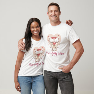 Cute Loving Cat Couple T-Shirt