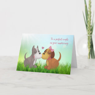 Cute Loving Dogs, Wedding Anniversary Card