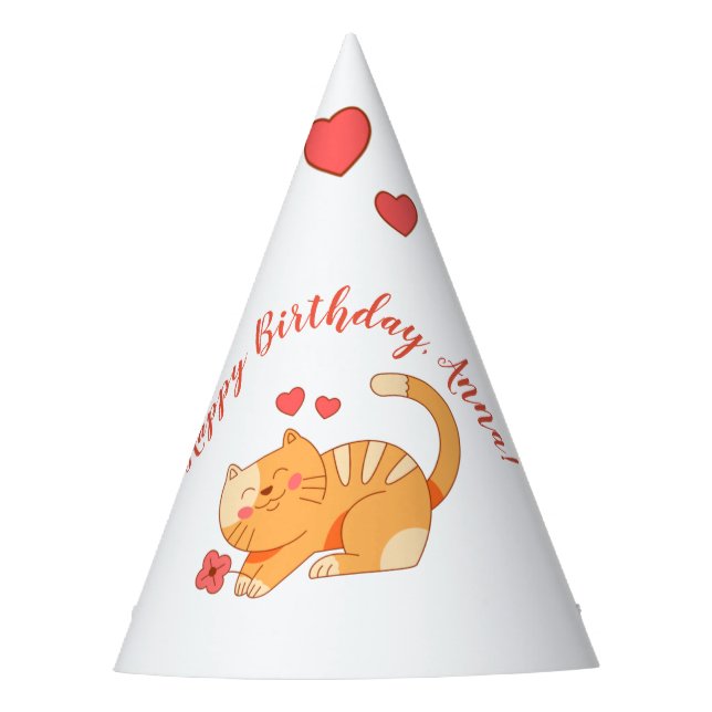 Cute Loving Orange Tabby Kitten  Party Hat (Front)