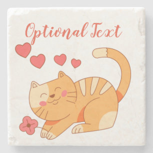 Cute Loving Orange Tabby Kitten Stone Coaster