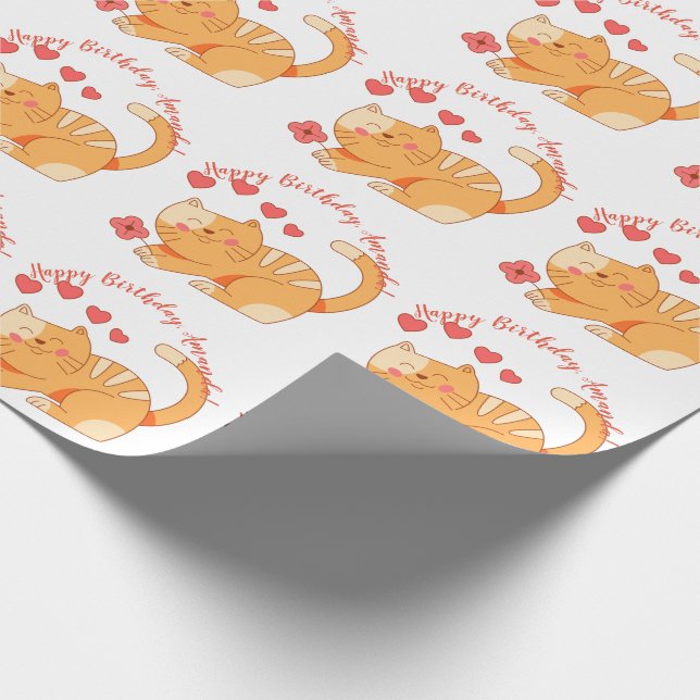 Cute Loving Orange Tabby Kitten  Wrapping Paper (Corner)