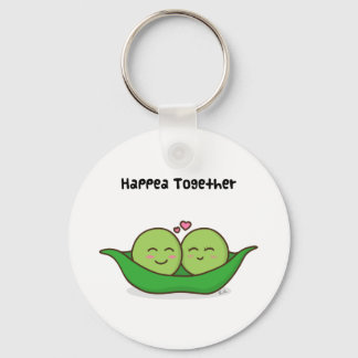 Cute loving pea couple key ring