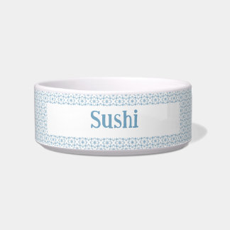 Cute Lt. Blue Modern Pattern Ceramic Pet Bowl