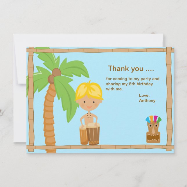 Cute Luau Boy Thank You Card (Front)