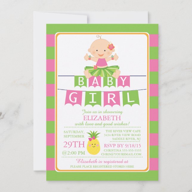 Cute Luau Hula Girl Baby Shower Invitation (Front)