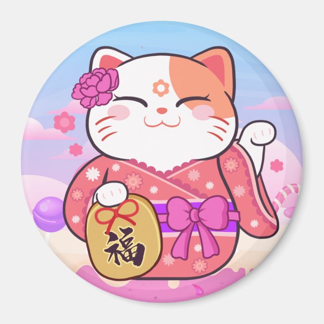 Cute Lucky Cat Magnet (Front)