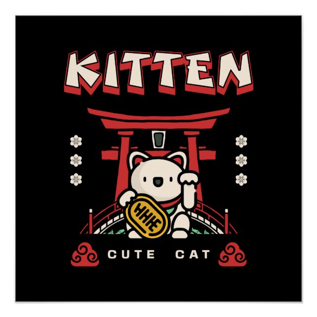 cute lucky cat poster (Front)