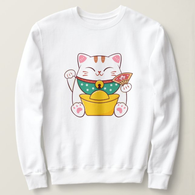 Cute Lucky Cat Sweatshirt (Design Front)