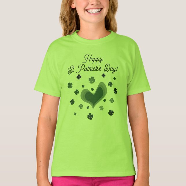 Cute lucky clover St Patrick's Day tshirt for kids (Front)