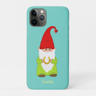 Cute Lucky Gnome with Horseshoe on Teal Case-Mate iPhone Case