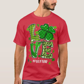 Cute Lucky Guitar Shamrock Irish Happy St Patricks T-Shirt