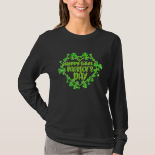 Cute Lucky Heart Shamrock Happy St Patricks Day Fa T-Shirt