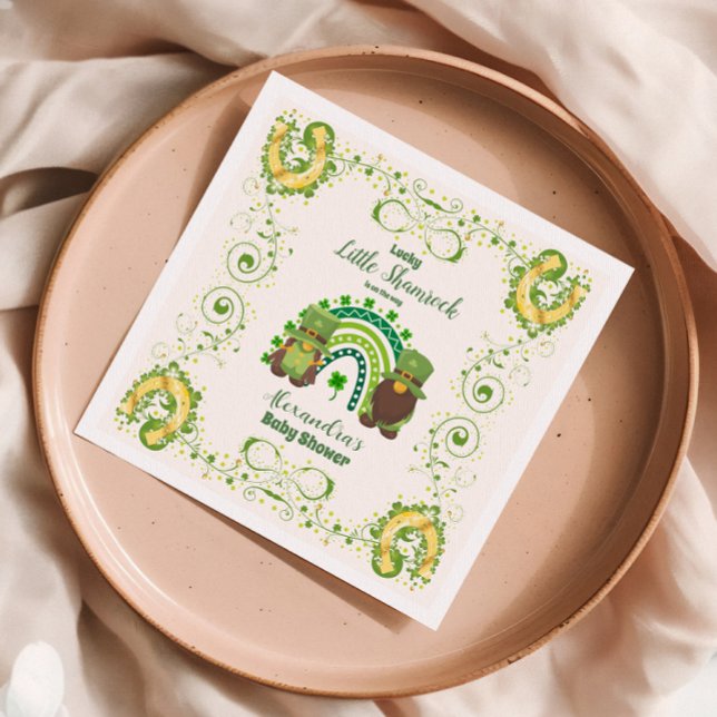 Cute Lucky Little Shamrock Baby Shower Napkin (Creator Uploaded)