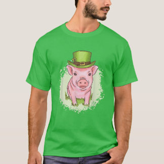 Cute Lucky Pig New Year's Eve St. Patrick's Day T-Shirt