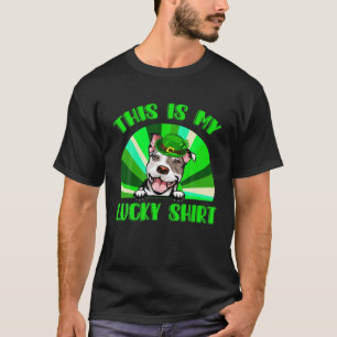 Cute Lucky Pitbull Shamrock Irish Funny St Patrick T-Shirt
