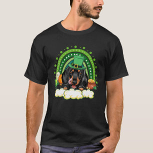 Cute Lucky Rainbow Dachshund Shamrock St Patrick's T-Shirt