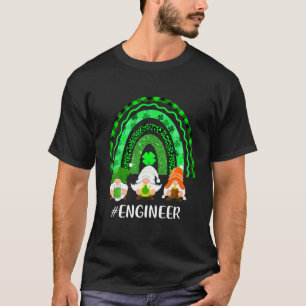 Cute Lucky Rainbow Engineer Gnome Leopard Happy St T-Shirt