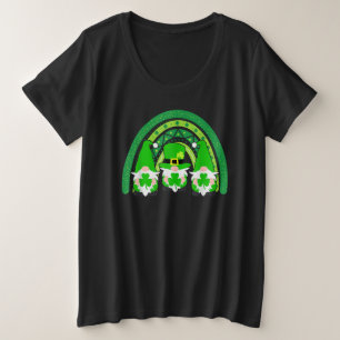 Cute Lucky Rainbow Gnome Happy St Patricks Day Fam Plus Size T-Shirt