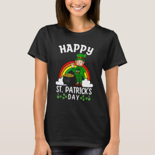 Cute Lucky Rainbow Leprechaun Happy Saint Patrick  T-Shirt