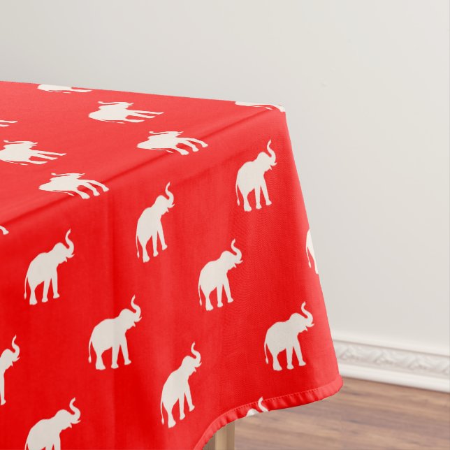 Cute lucky red elephant table cloth (In Situ)