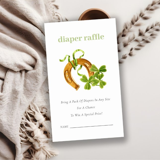 Cute Lucky Shamrock Diaper Raffle Baby Shower Enclosure Card (Creator Uploaded)
