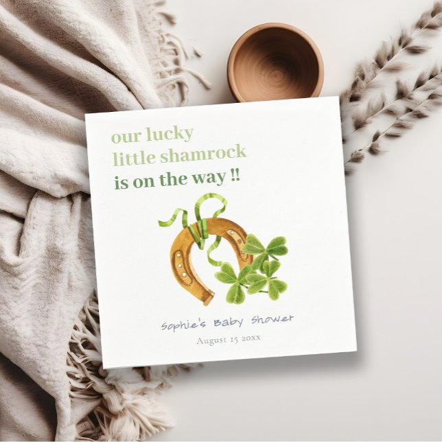 Cute Lucky Shamrock St Patrick's Day Baby Shower Napkin (Creator Uploaded)