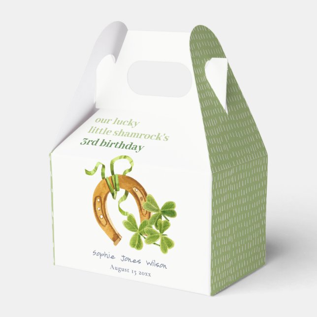 Cute Lucky Shamrock St Patrick's Day Kids Birthday Favour Box (Front Side)