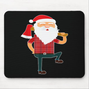 Cute Lumberjack Santa Funny Ugly Christmas Axe Hat Mouse Pad