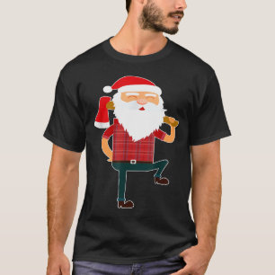 Cute Lumberjack Santa Funny Ugly Christmas Axe Hat T-Shirt
