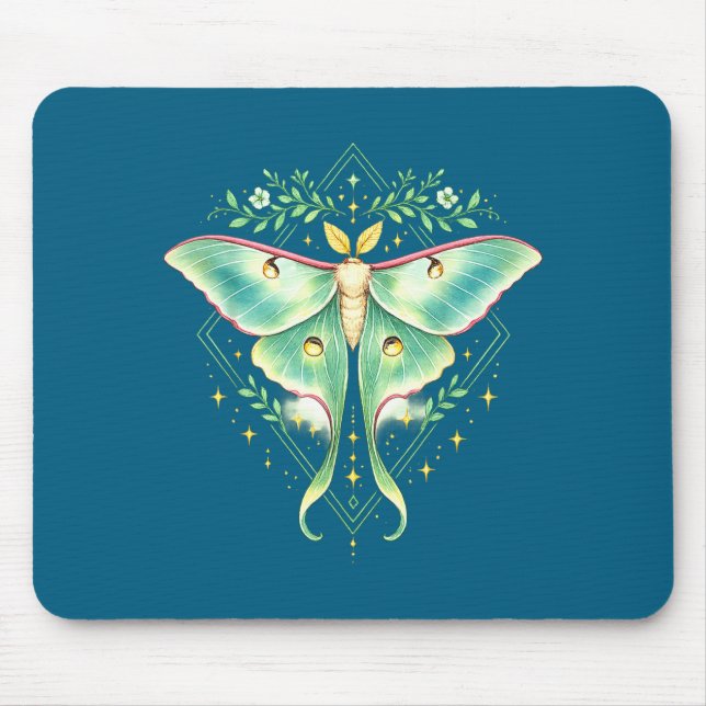 Cute luna moth beautiful butterfly insect lover mouse pad (Front)