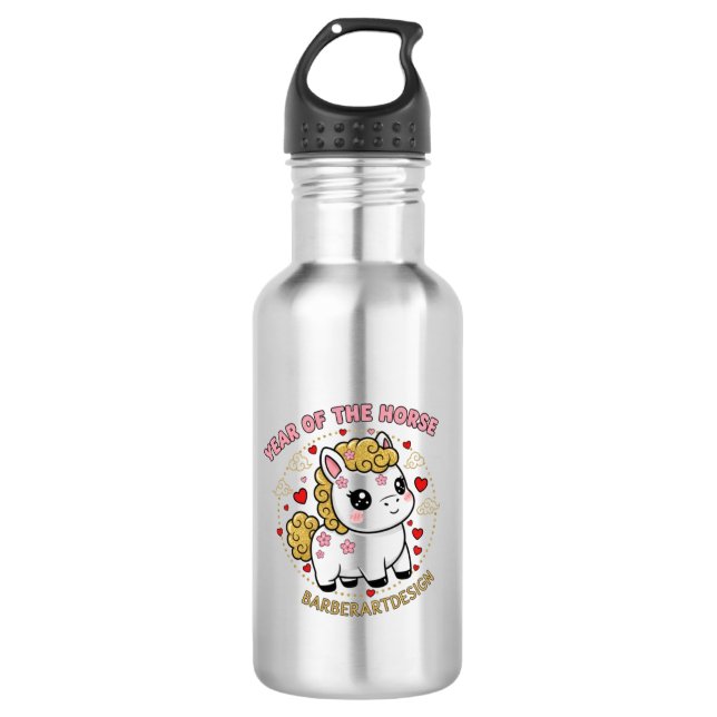 Cute Lunar Year of the Horse 2026 Stainless Steel  532 Ml Water Bottle (Front)