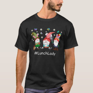 Cute Lunch Lady Three Bunny Gnomies Colourful Eggs T-Shirt